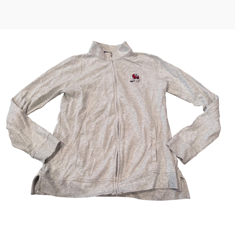 Peter Millar Womens Gray UGA X Georgia Bulldogs Full Zip Jacket Size Medium